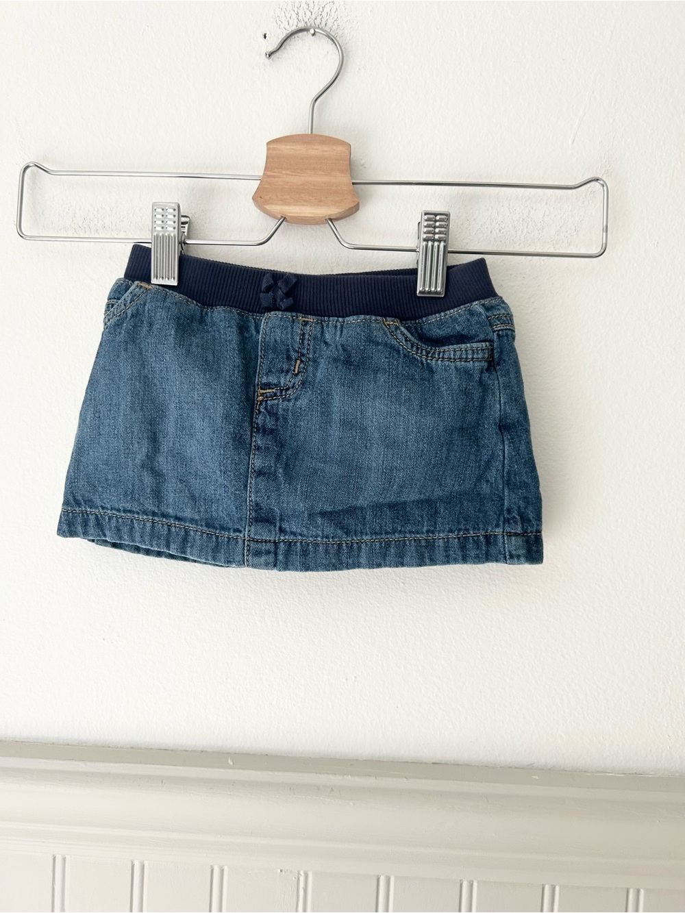 Carter's 9 Months Denim Skort with Navy Elastic Waistband